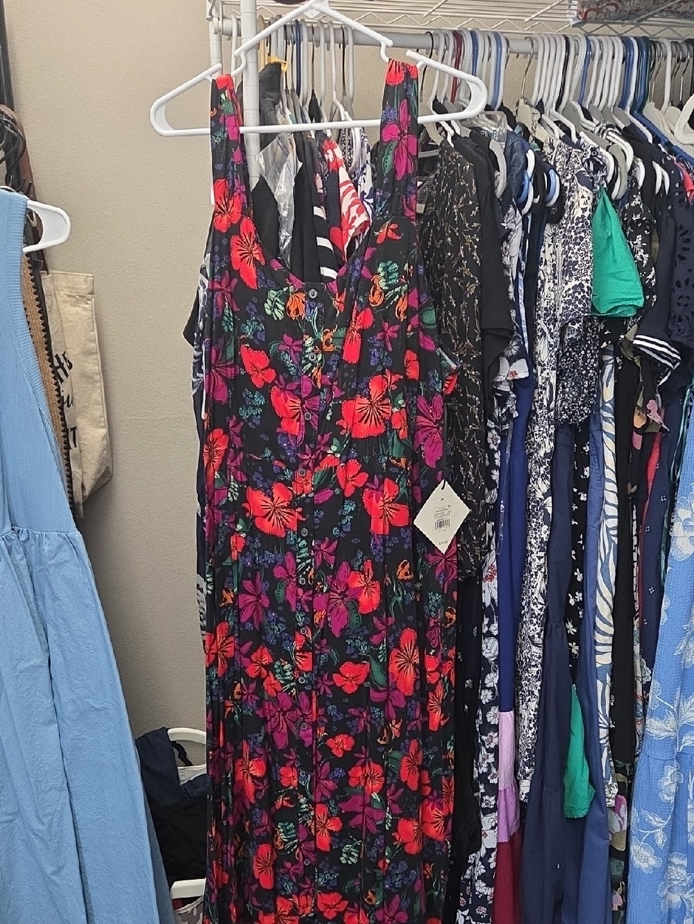 Ava & Viv Black Floral Maxi Dress with Pink and Green Accents